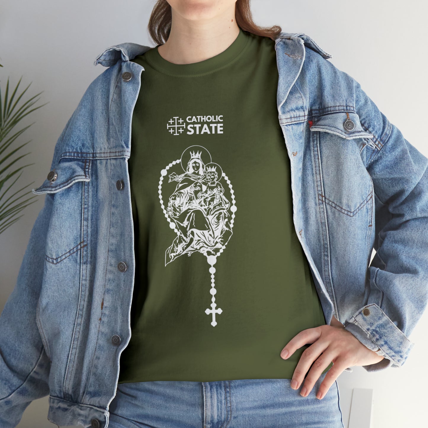 Catholic State Virgin of Carmel - Unisex Heavy Cotton Tee