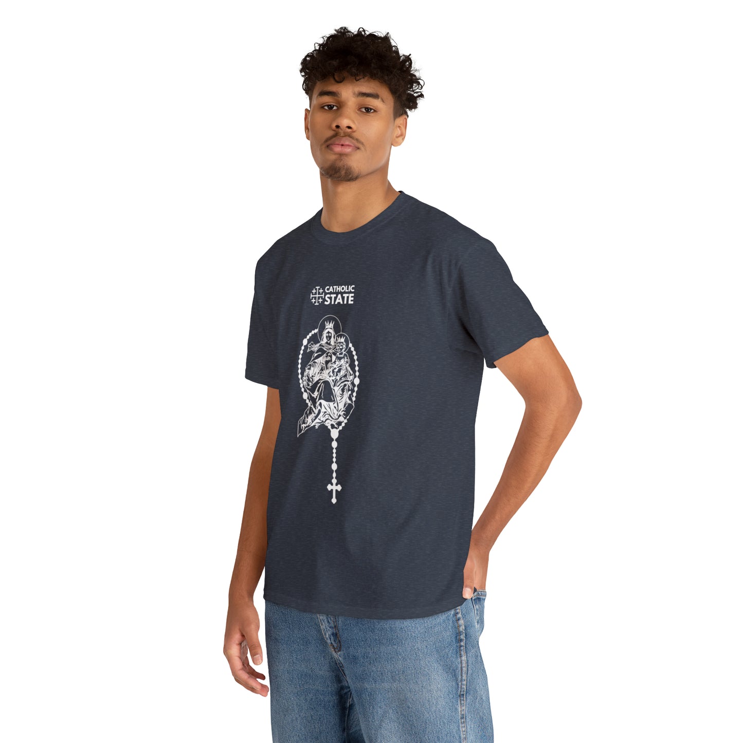 Catholic State Virgin of Carmel - Unisex Heavy Cotton Tee