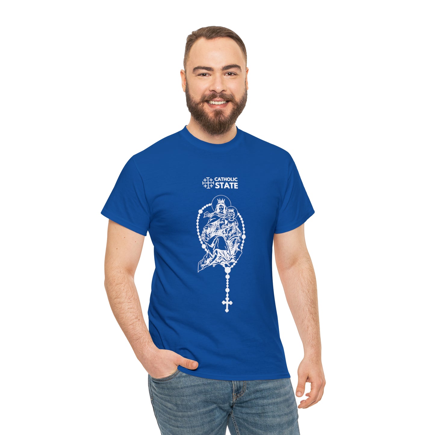 Catholic State Virgin of Carmel - Unisex Heavy Cotton Tee
