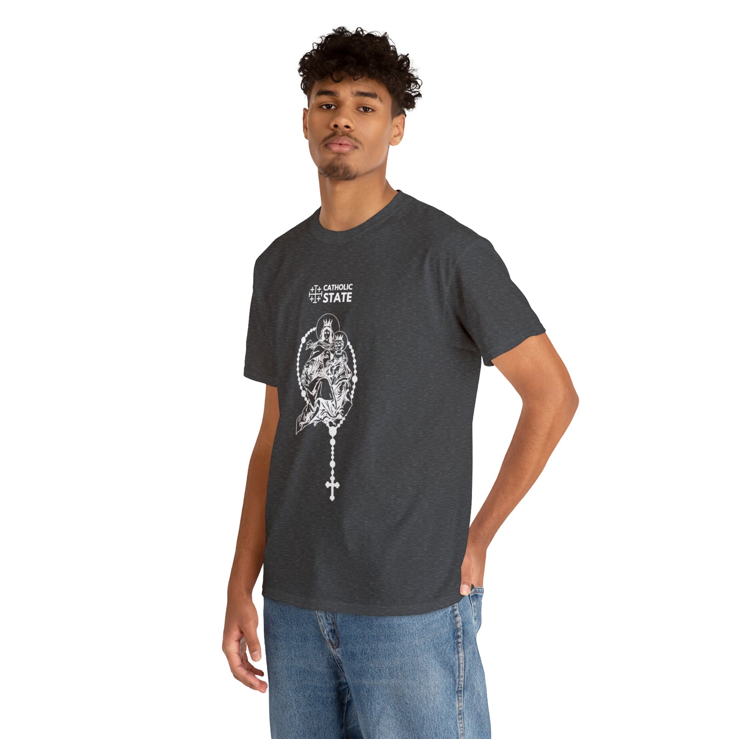 Catholic State Virgin of Carmel - Unisex Heavy Cotton Tee