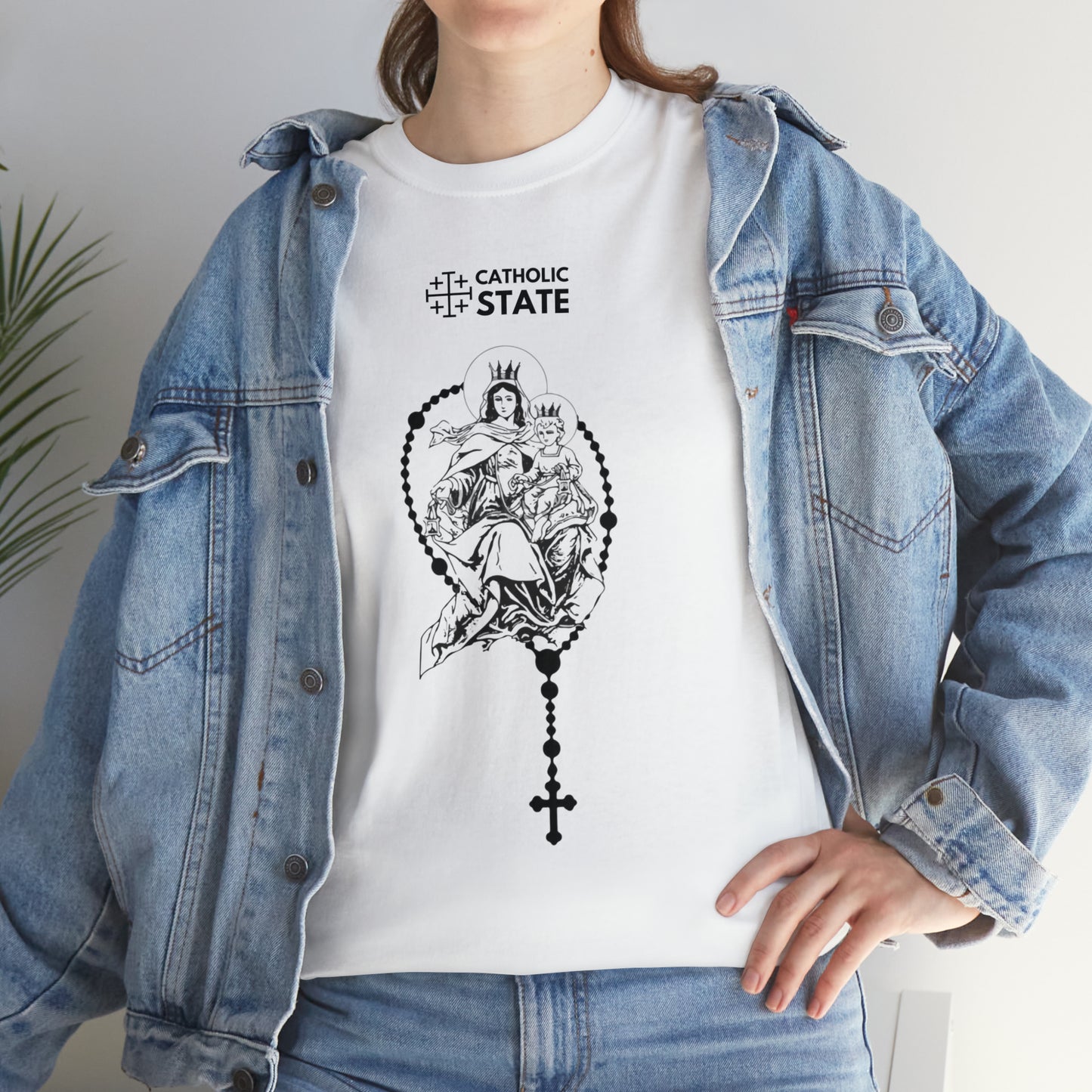 Catholic State Virgin of Carmel - Unisex Heavy Cotton Tee