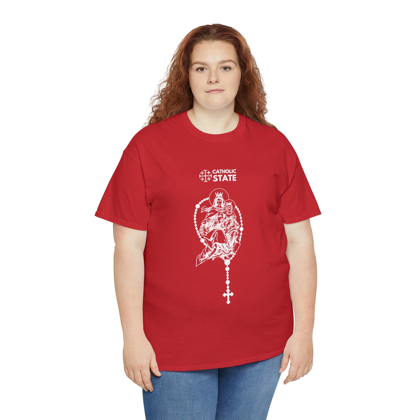Catholic State Virgin of Carmel - Unisex Heavy Cotton Tee