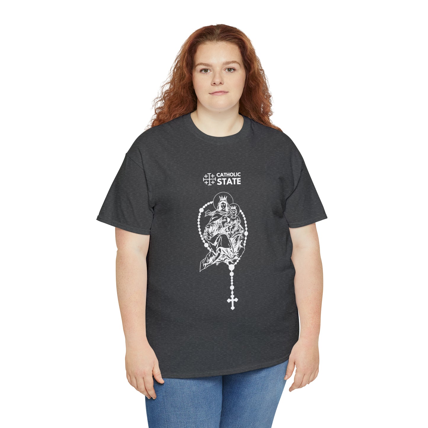 Catholic State Virgin of Carmel - Unisex Heavy Cotton Tee