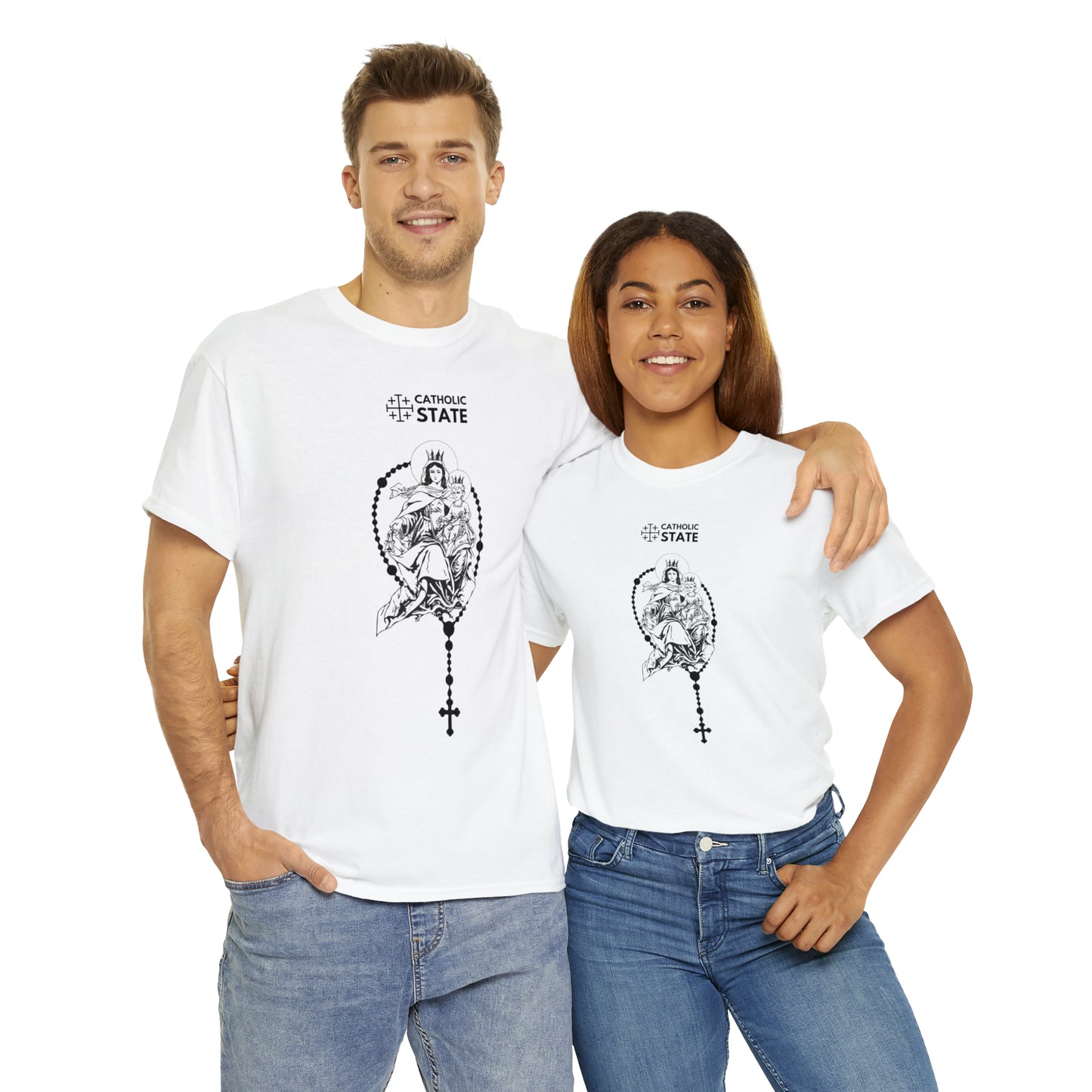 Catholic State Virgin of Carmel - Unisex Heavy Cotton Tee
