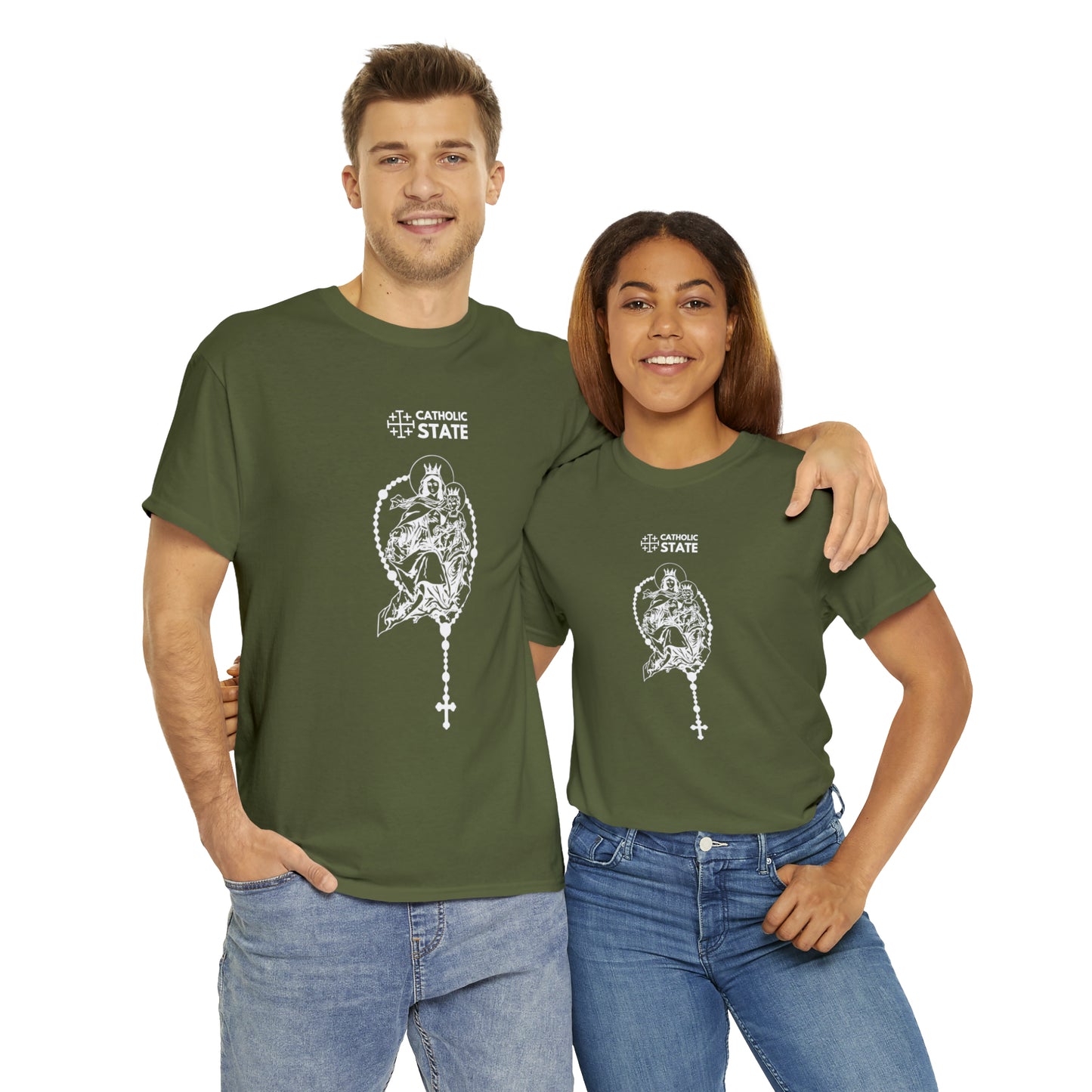 Catholic State Virgin of Carmel - Unisex Heavy Cotton Tee