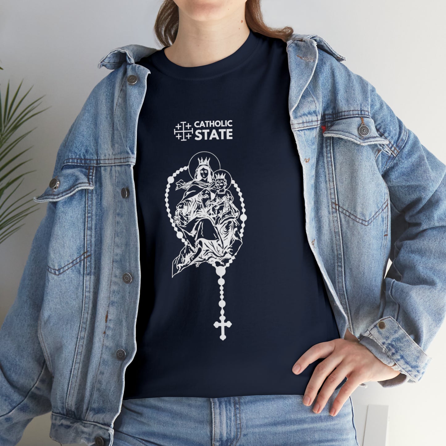 Catholic State Virgin of Carmel - Unisex Heavy Cotton Tee