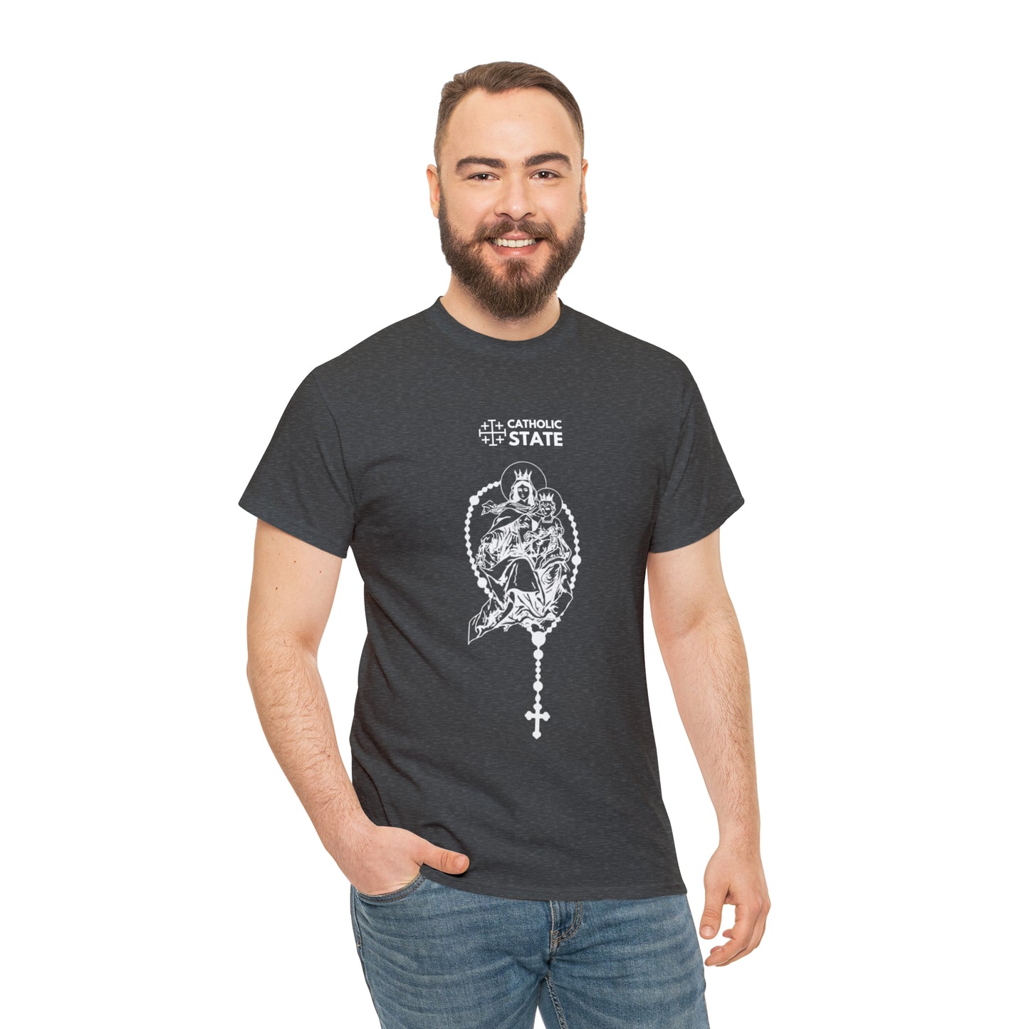 Catholic State Virgin of Carmel - Unisex Heavy Cotton Tee