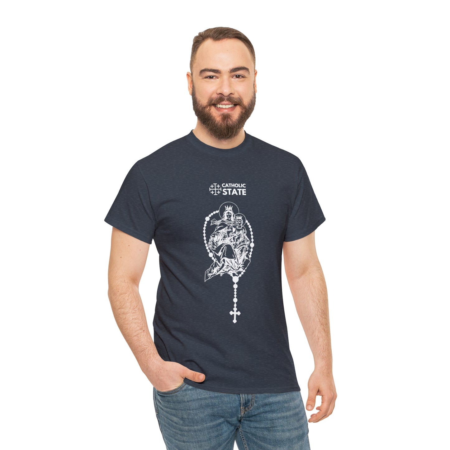 Catholic State Virgin of Carmel - Unisex Heavy Cotton Tee