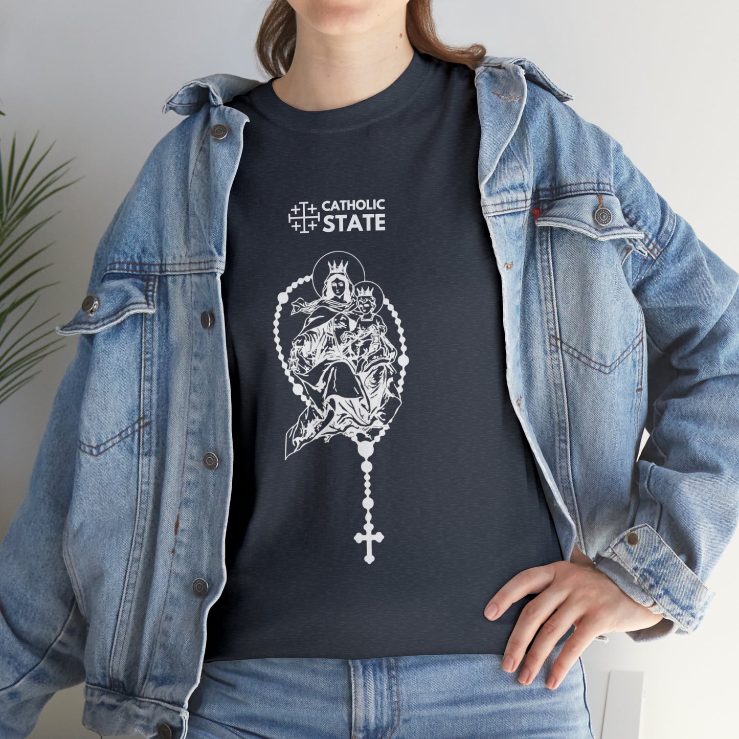 Catholic State Virgin of Carmel - Unisex Heavy Cotton Tee