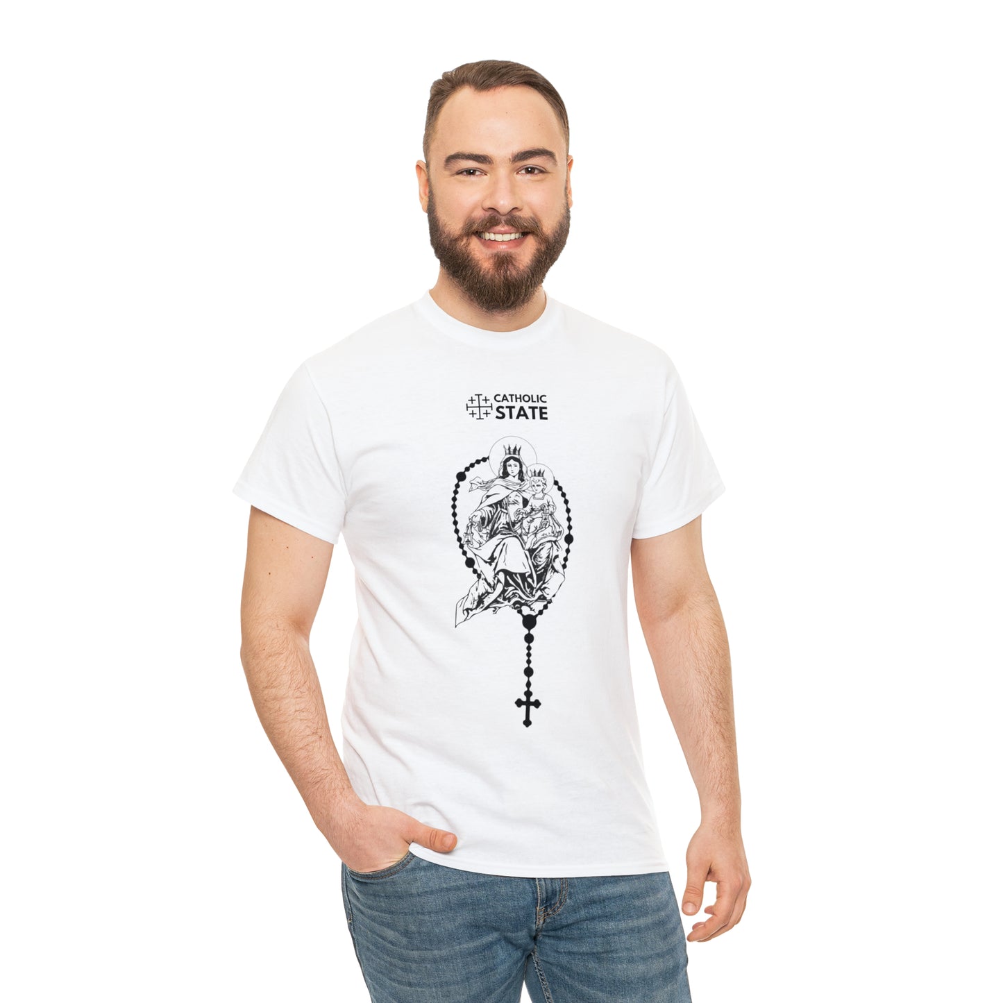Catholic State Virgin of Carmel - Unisex Heavy Cotton Tee
