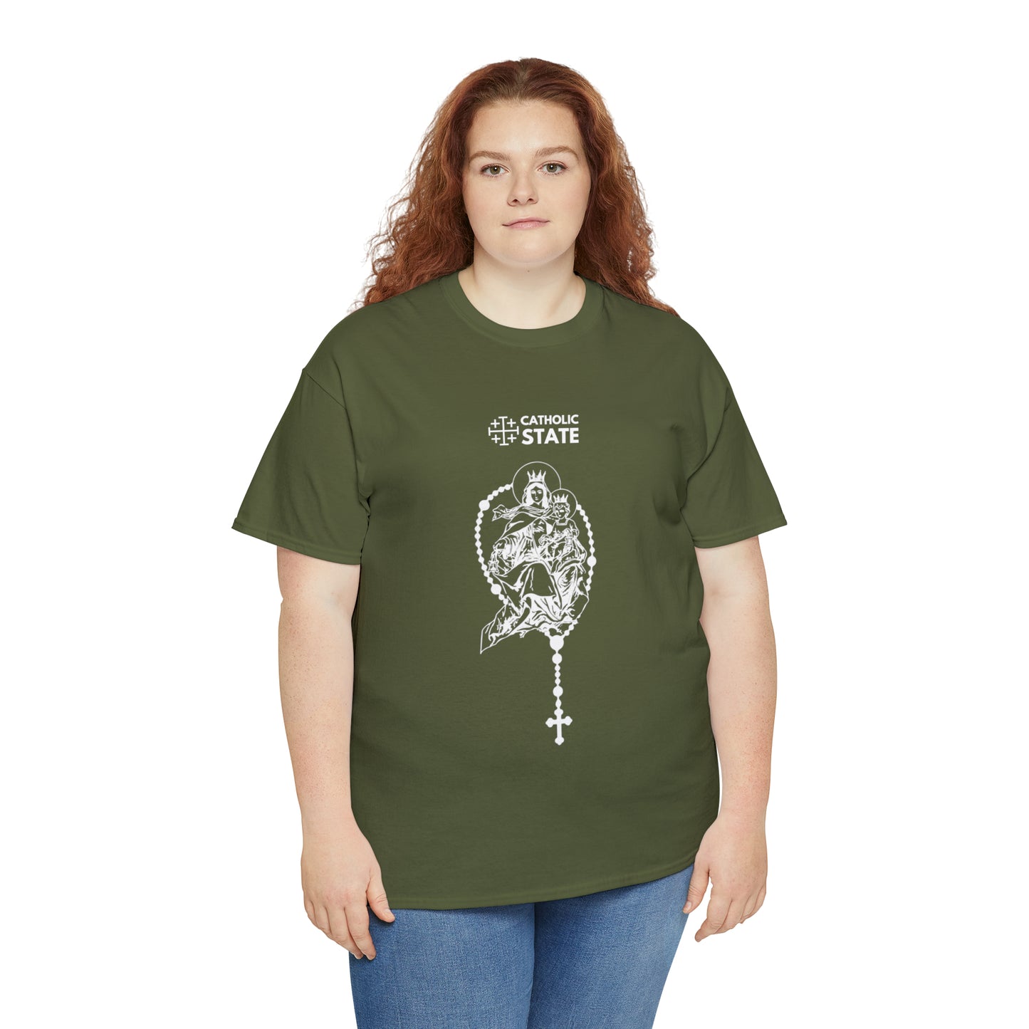 Catholic State Virgin of Carmel - Unisex Heavy Cotton Tee