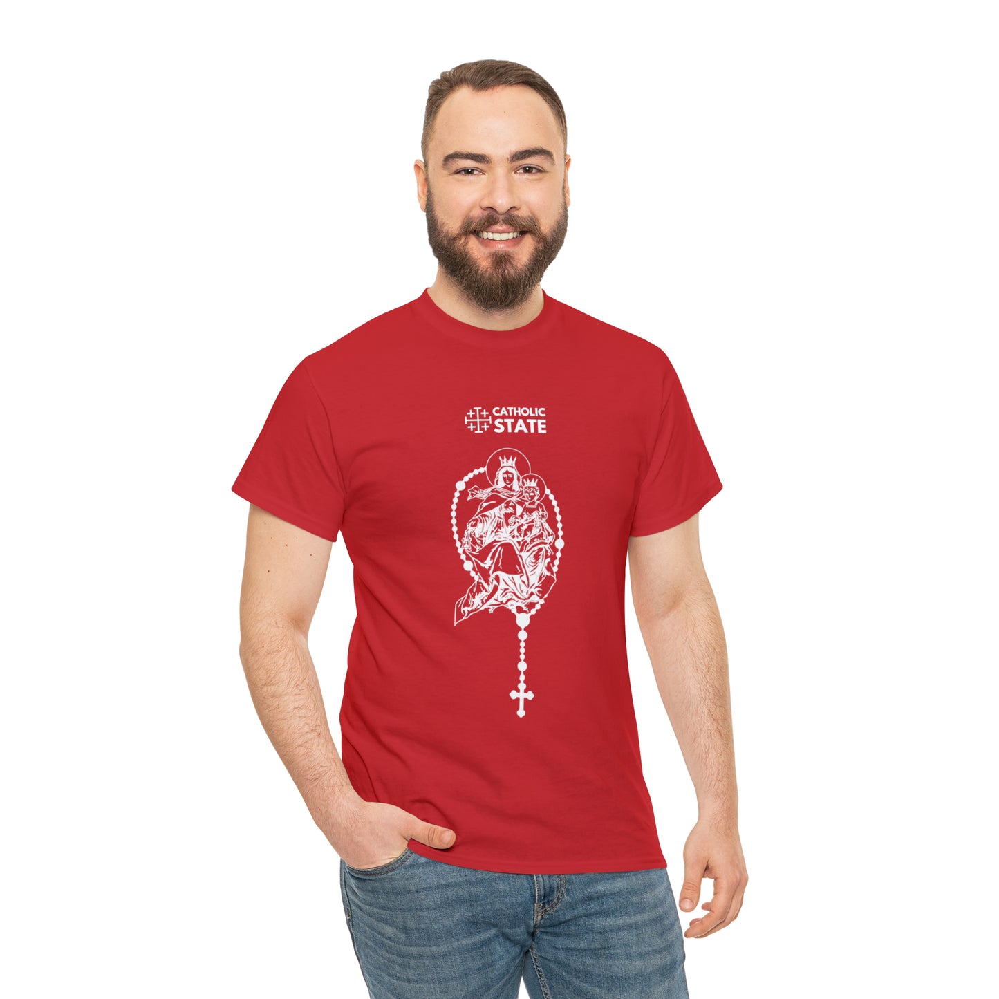 Catholic State Virgin of Carmel - Unisex Heavy Cotton Tee