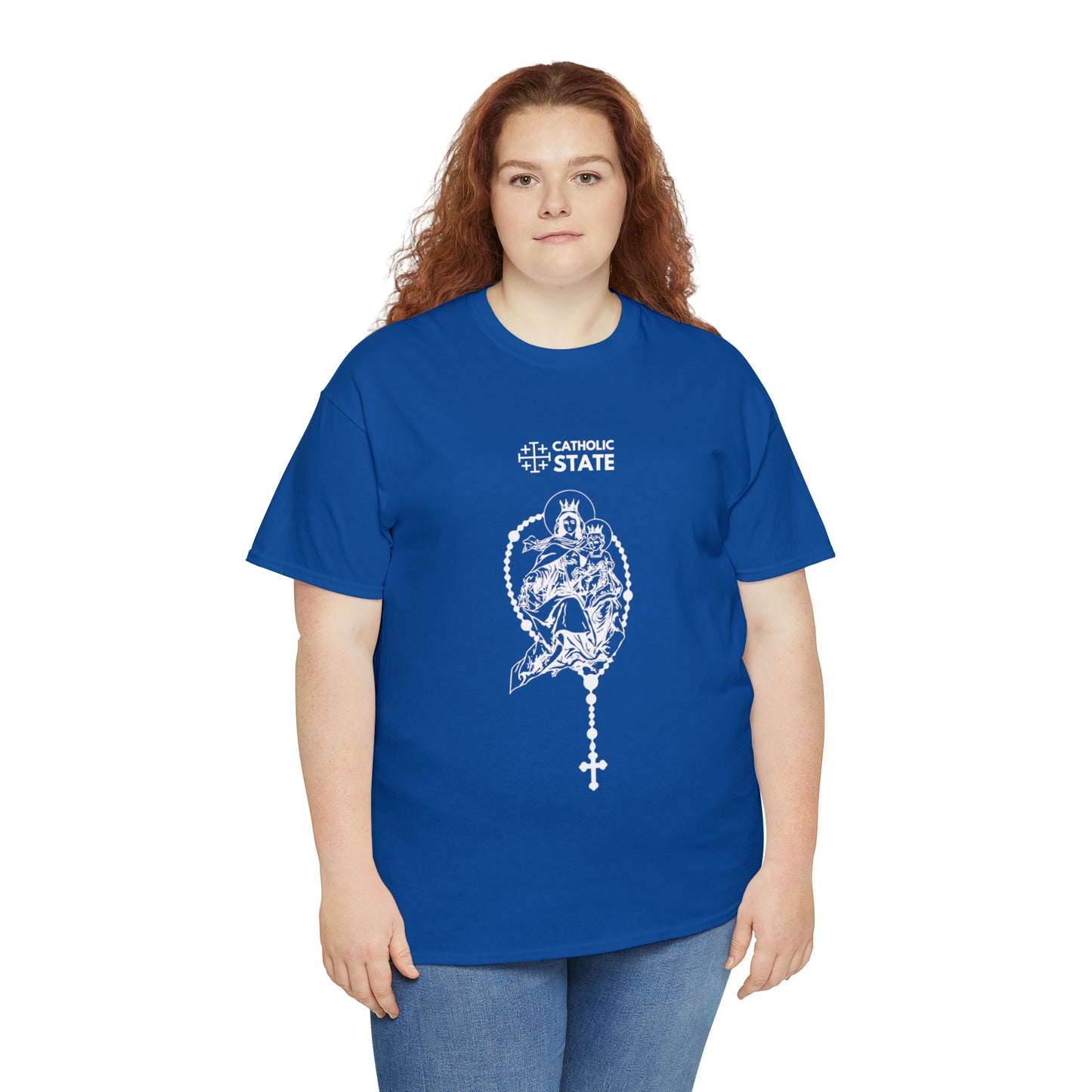 Catholic State Virgin of Carmel - Unisex Heavy Cotton Tee