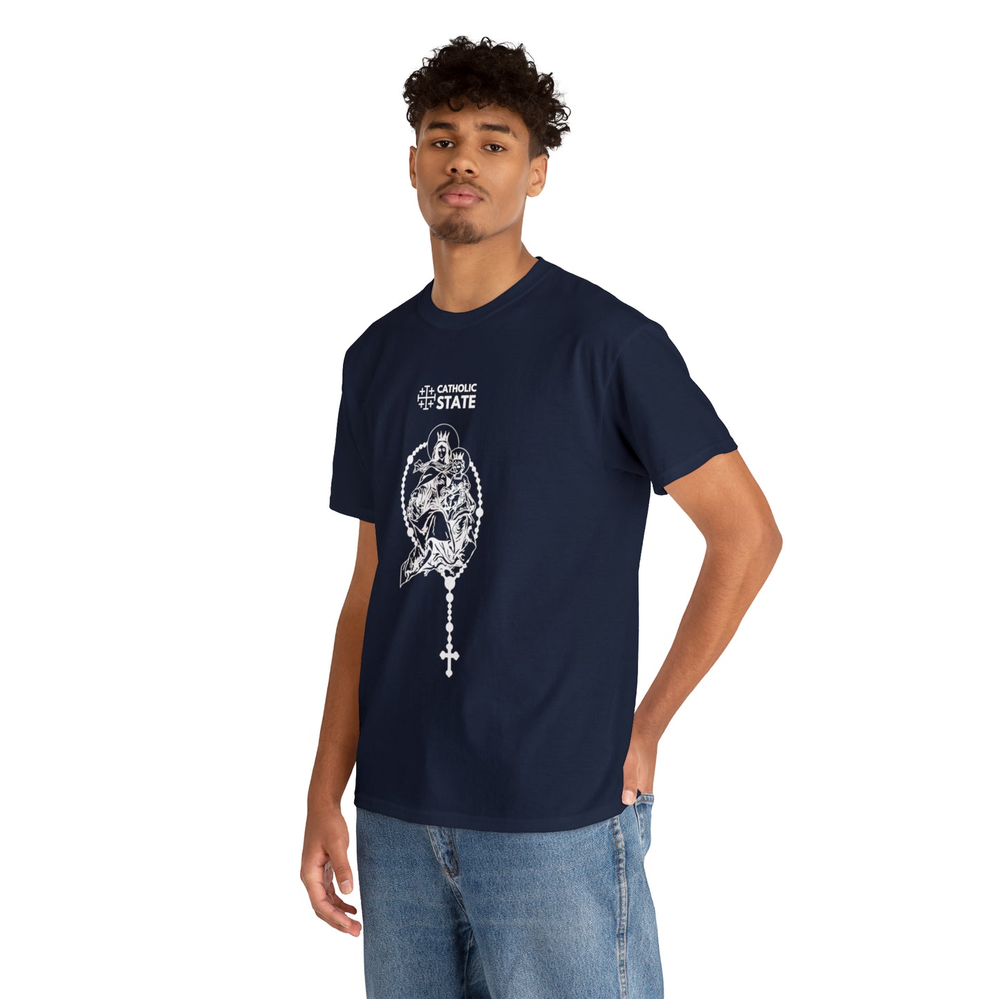Catholic State Virgin of Carmel - Unisex Heavy Cotton Tee