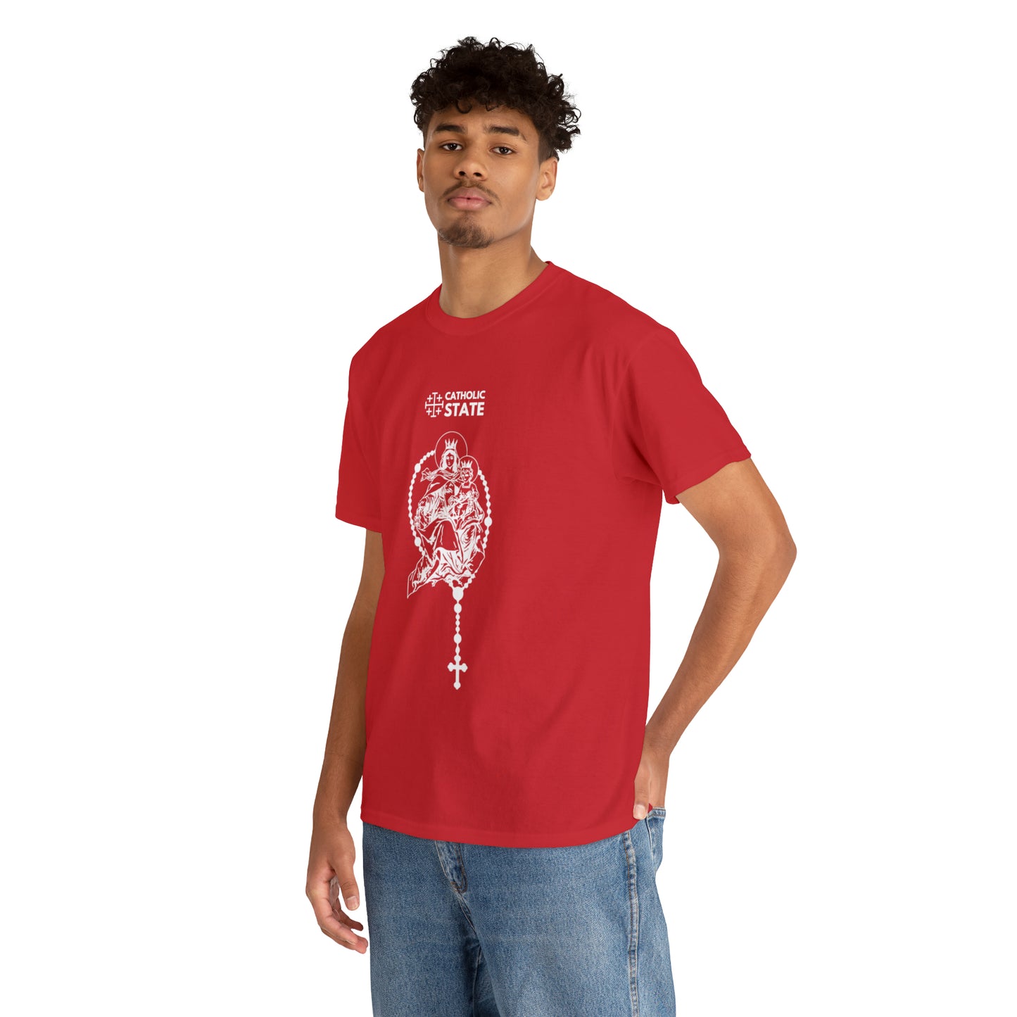 Catholic State Virgin of Carmel - Unisex Heavy Cotton Tee