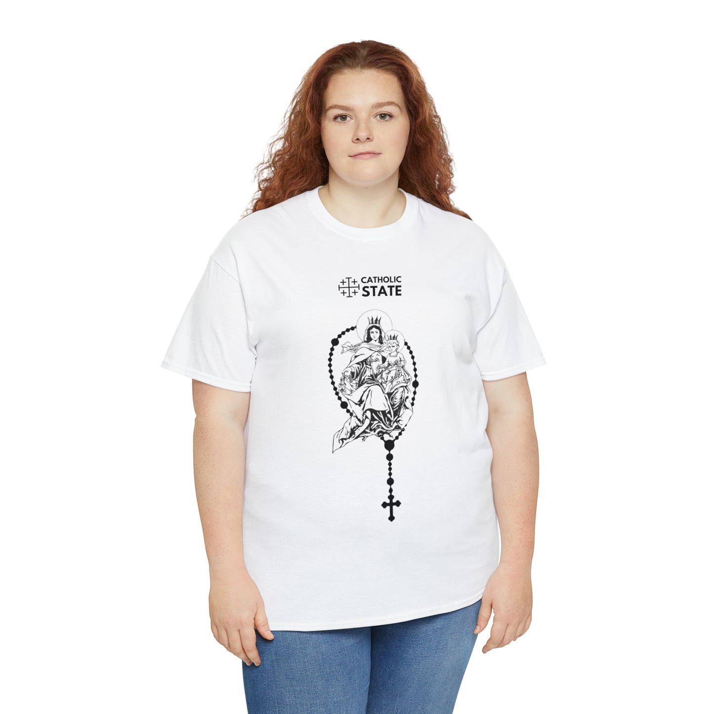 Catholic State Virgin of Carmel - Unisex Heavy Cotton Tee