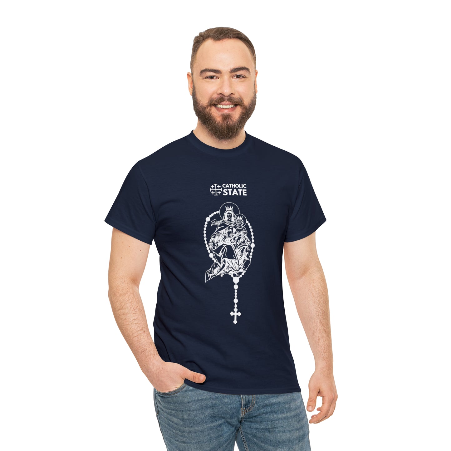 Catholic State Virgin of Carmel - Unisex Heavy Cotton Tee