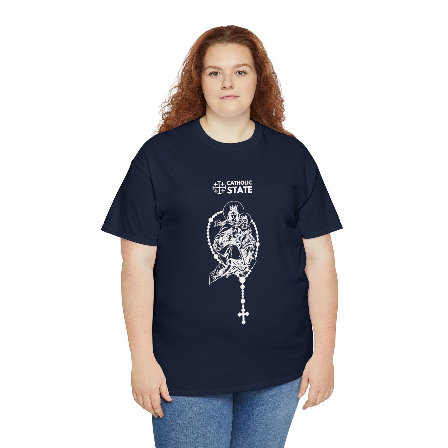 Catholic State Virgin of Carmel - Unisex Heavy Cotton Tee
