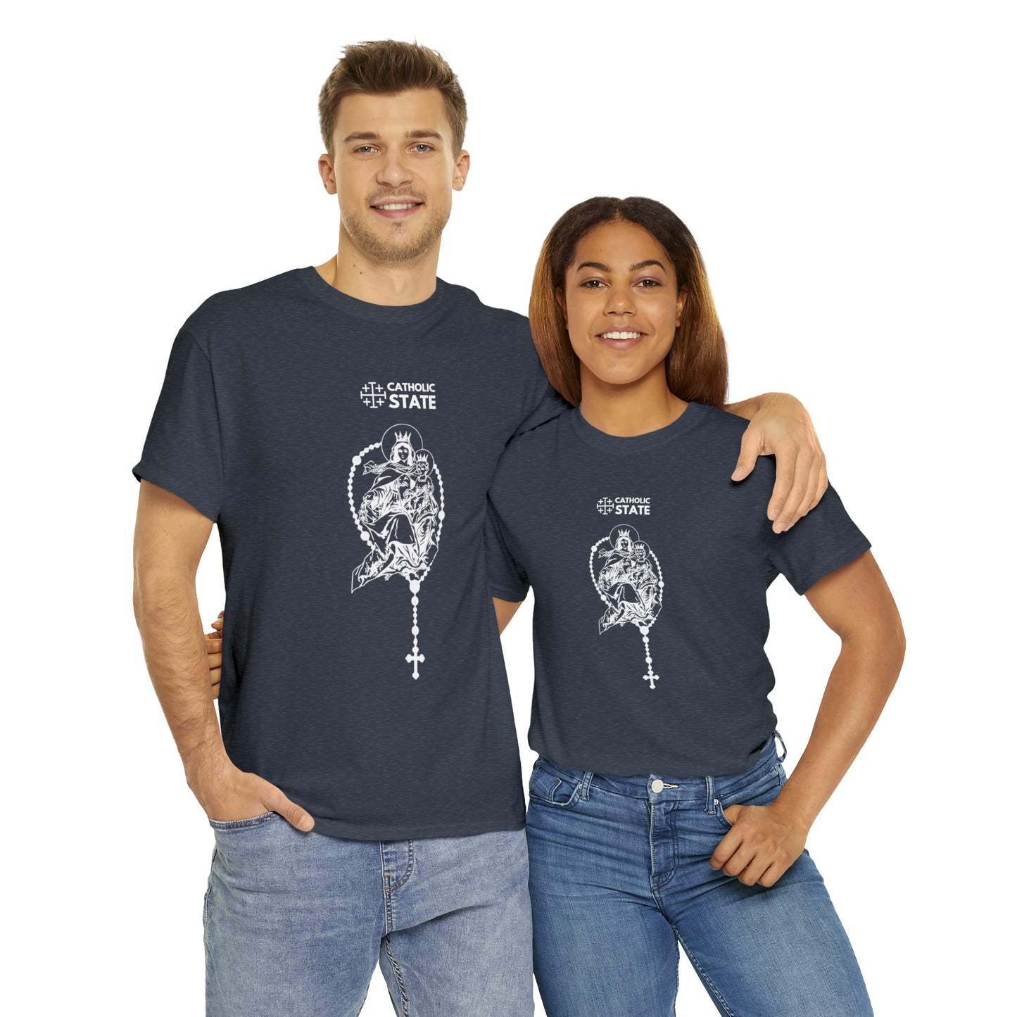 Catholic State Virgin of Carmel - Unisex Heavy Cotton Tee