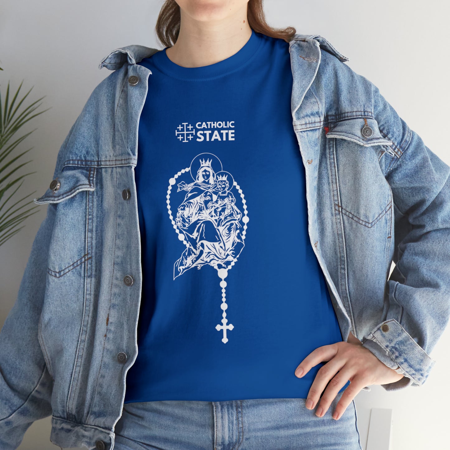 Catholic State Virgin of Carmel - Unisex Heavy Cotton Tee
