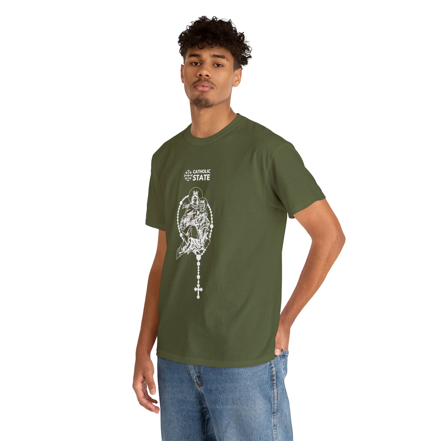 Catholic State Virgin of Carmel - Unisex Heavy Cotton Tee