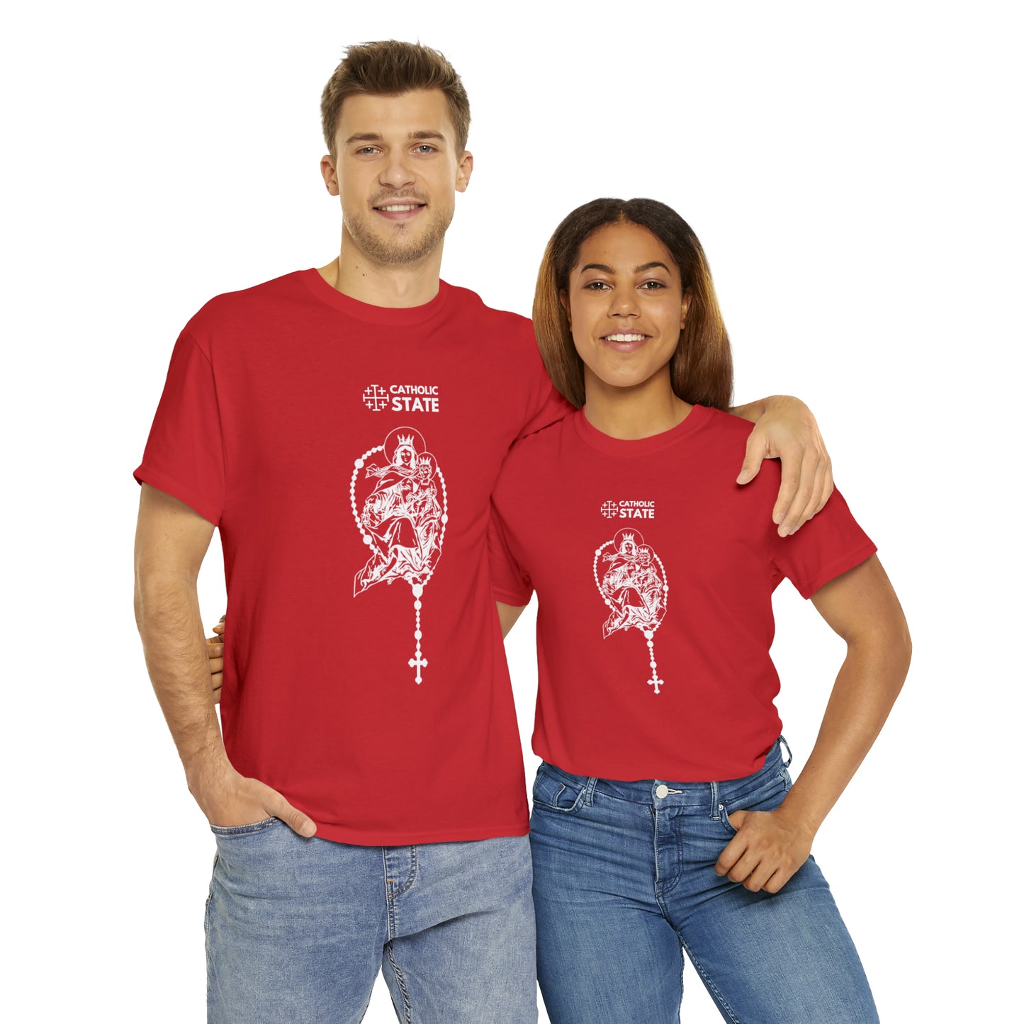 Catholic State Virgin of Carmel - Unisex Heavy Cotton Tee