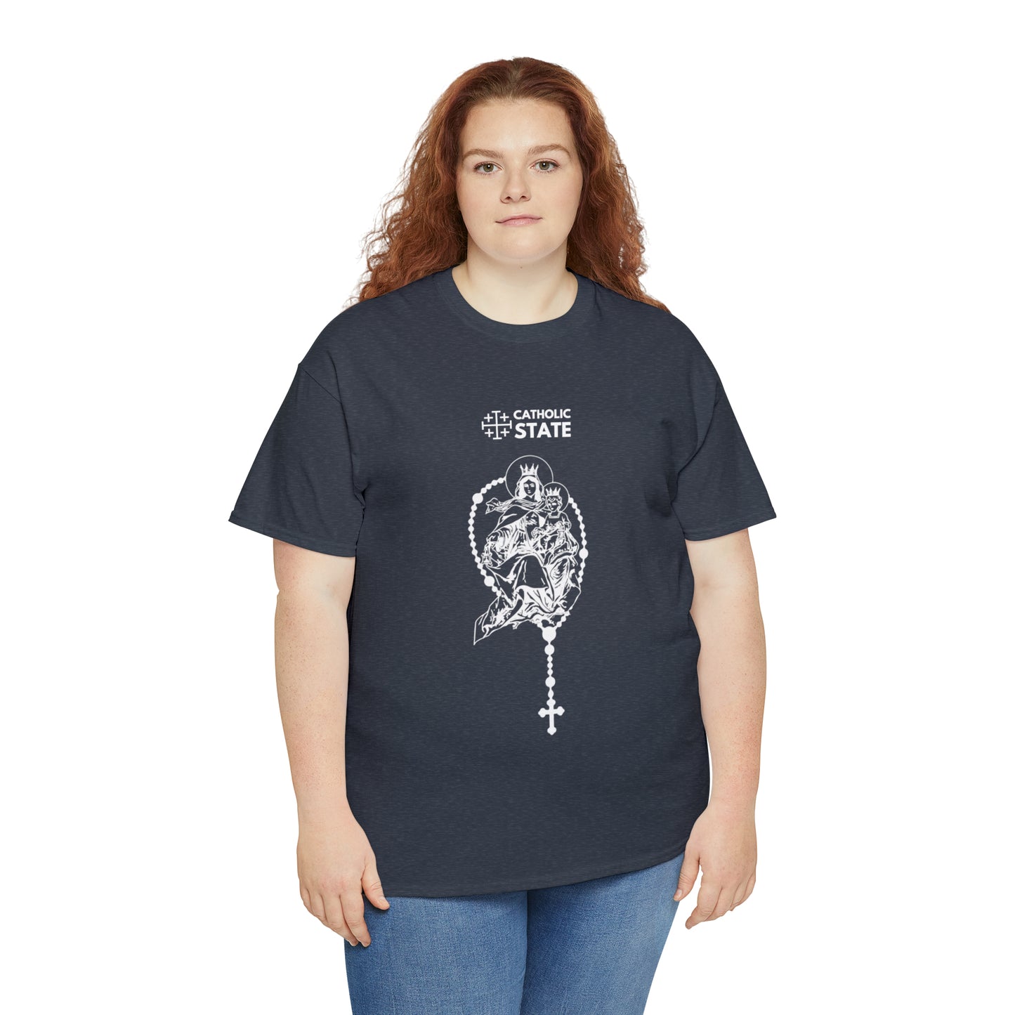 Catholic State Virgin of Carmel - Unisex Heavy Cotton Tee