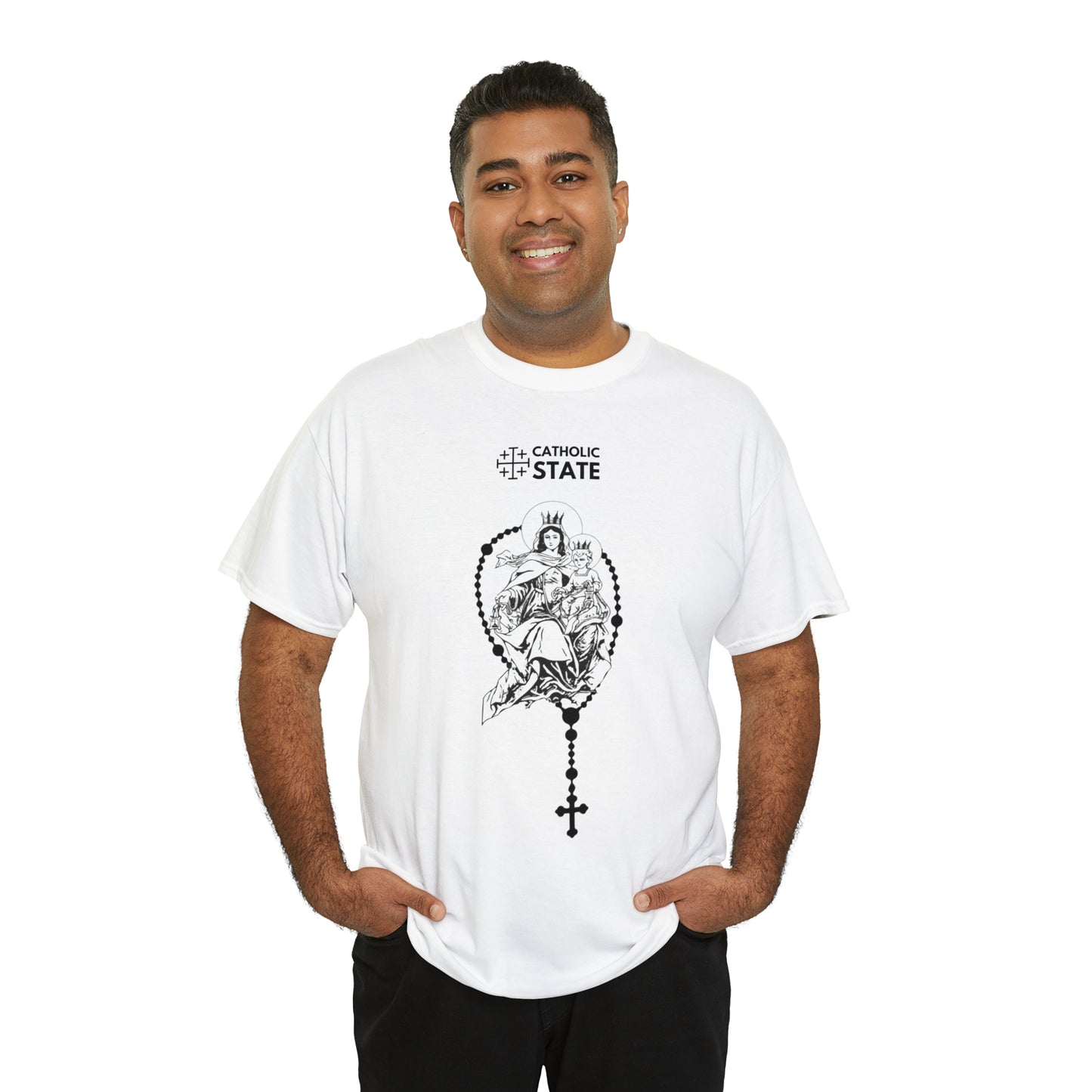 Catholic State Virgin of Carmel - Unisex Heavy Cotton Tee
