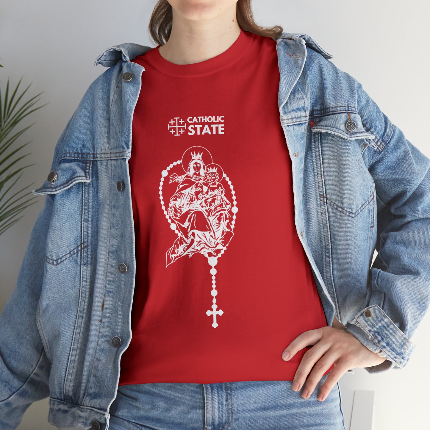 Catholic State Virgin of Carmel - Unisex Heavy Cotton Tee