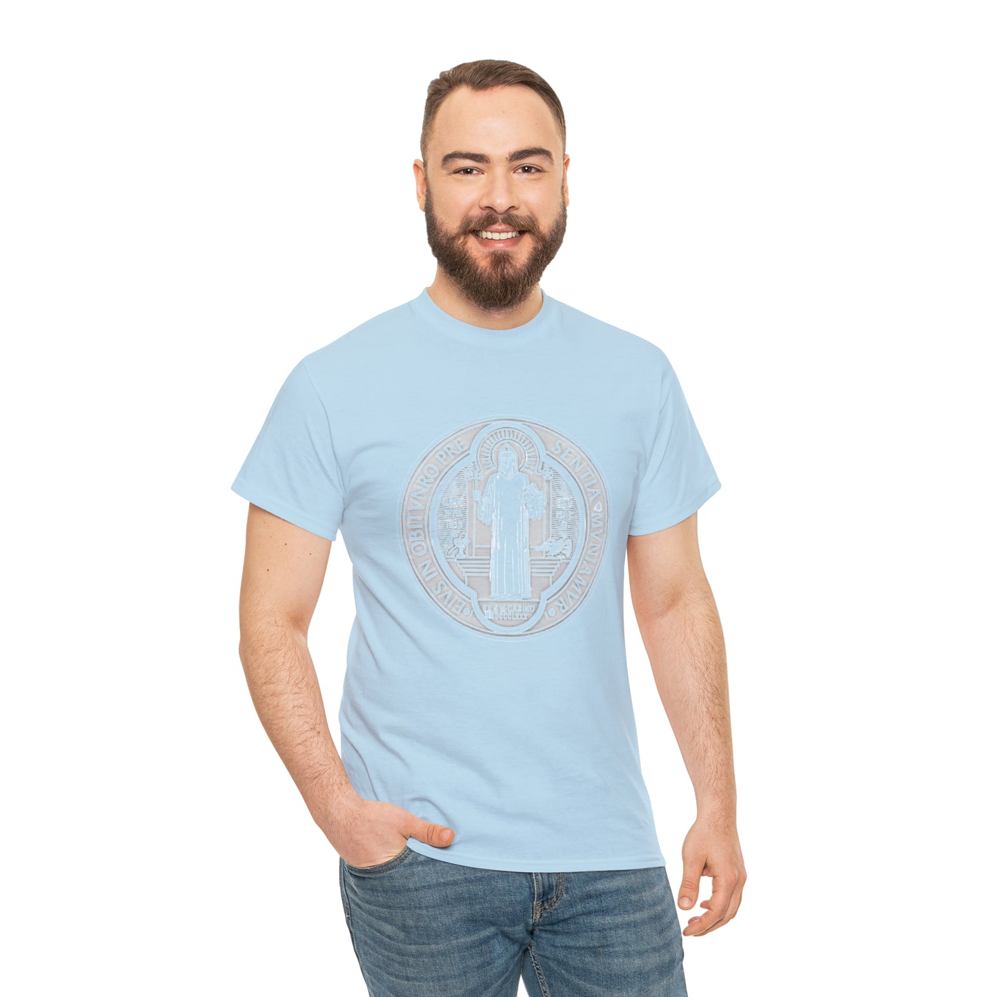 Saint Benedict Medal - Unisex Heavy Cotton Tee