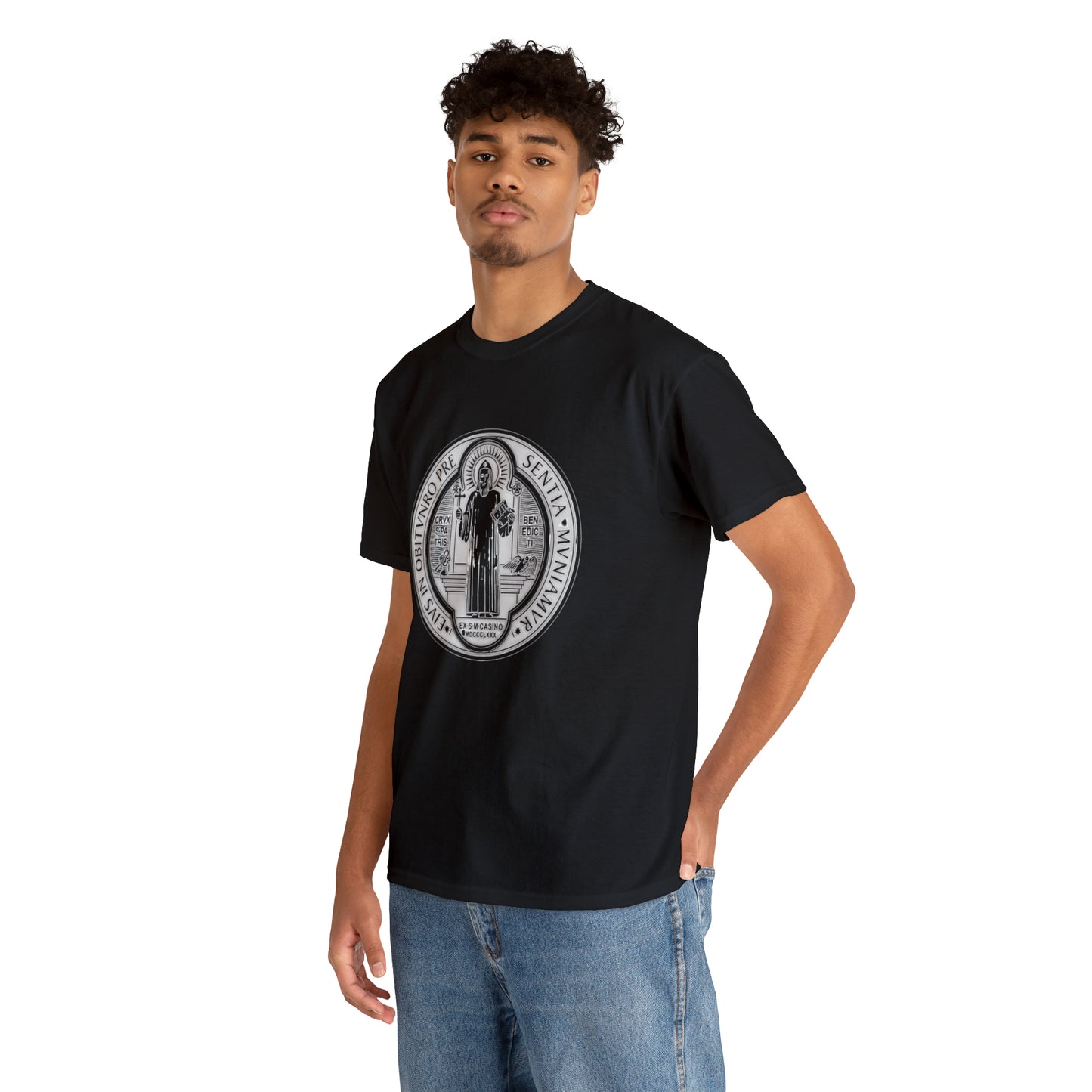 Saint Benedict Medal - Unisex Heavy Cotton Tee