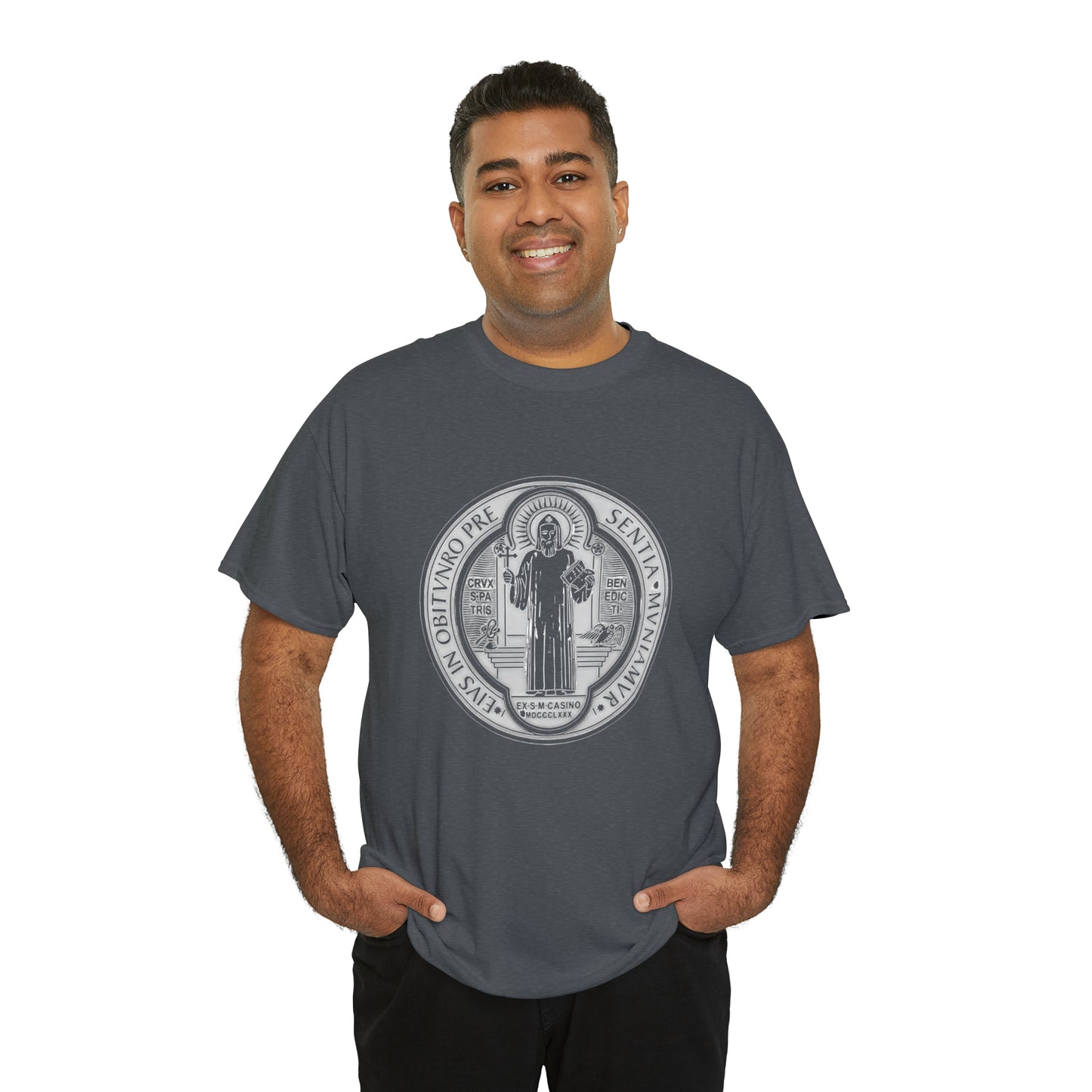 Saint Benedict Medal - Unisex Heavy Cotton Tee