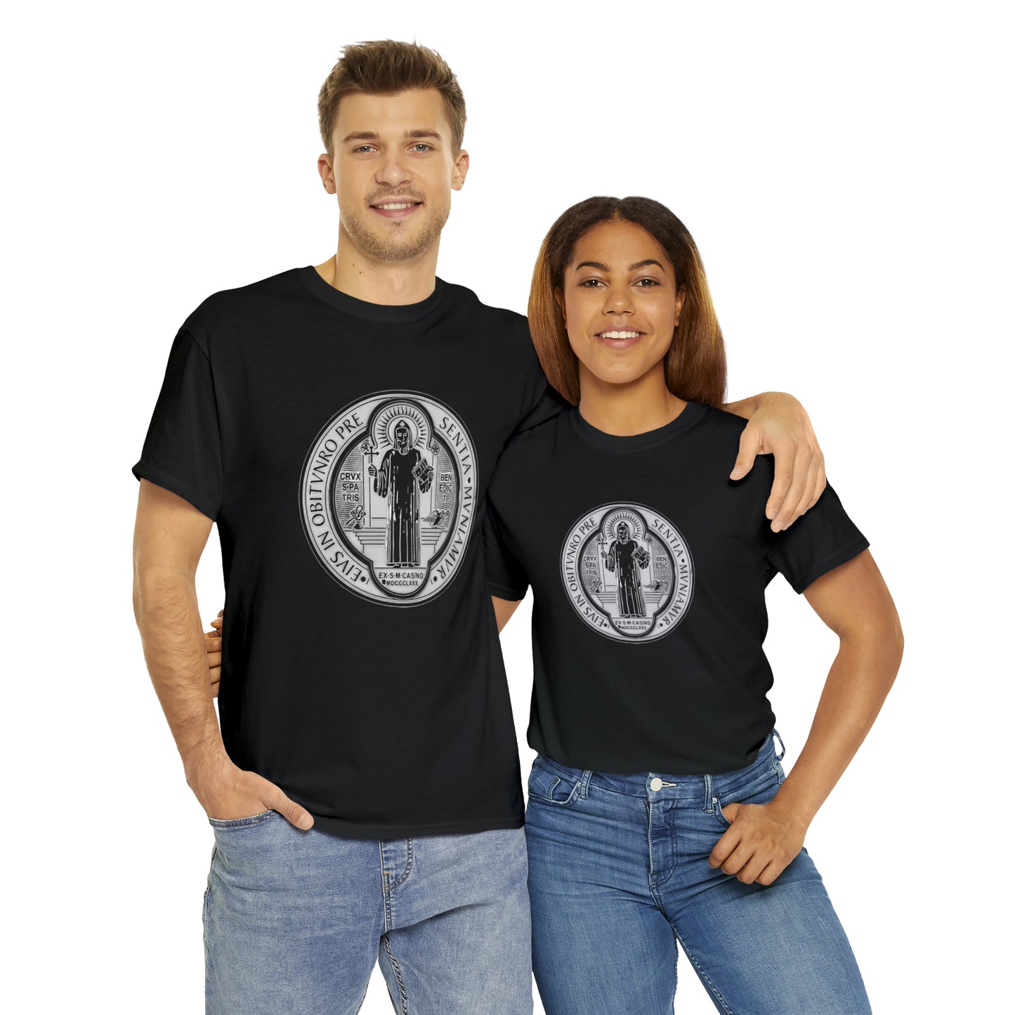 Saint Benedict Medal - Unisex Heavy Cotton Tee